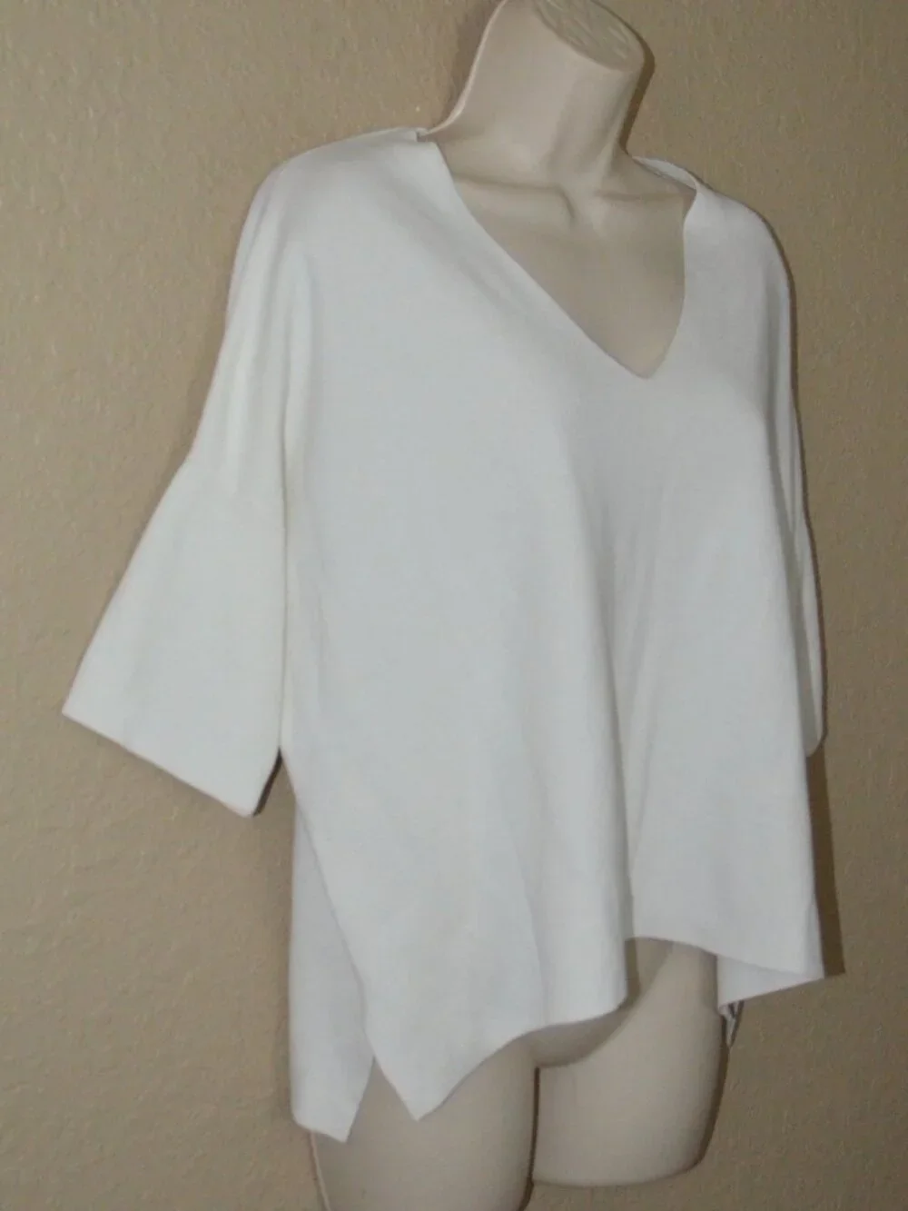 Sz XS Allude White Dolman Short Sleeve V Neck Crop Sweater Top